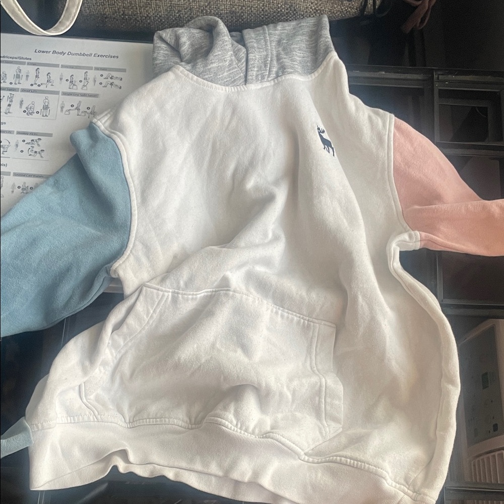 Kids Colorblock Hoodie - White, Blue, Pink
